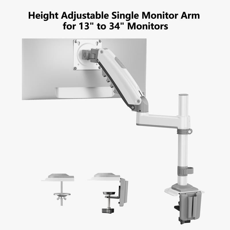 13"–30" Single/Dual/Triple Monitor Arm, Holds up to 19.8 Lbs per Arm, Adjustable Gas Spring Mount by HUANUO, with C-Clamp & Grommet Installation for Gaming and Home Office