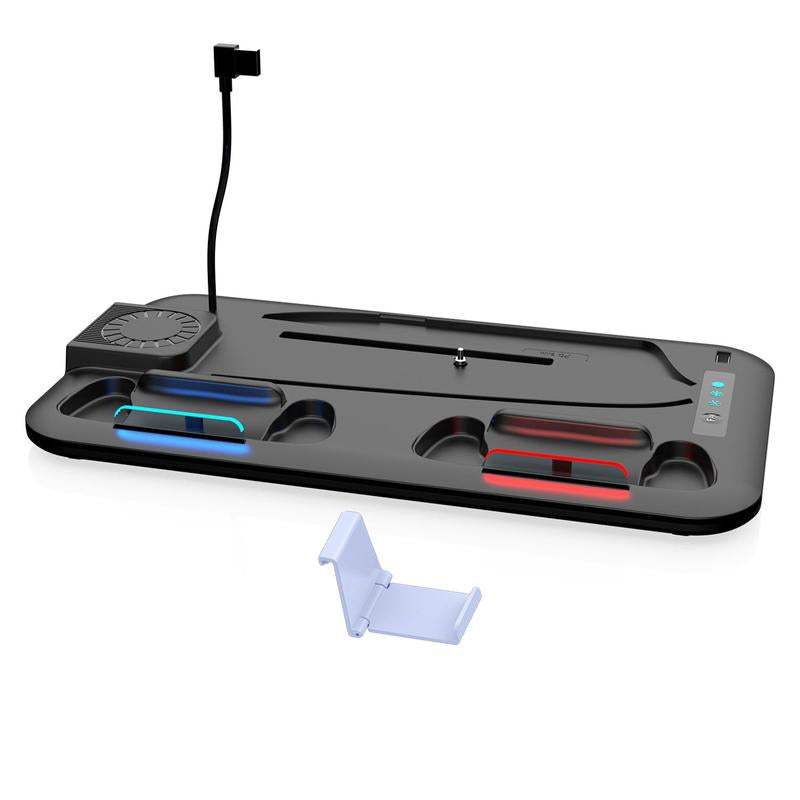 Charging Base Cooling Bracket Compatible with PS5 Console, Vertical Stand Cooling Fan, Multi-Functional Cooling & Charging Station