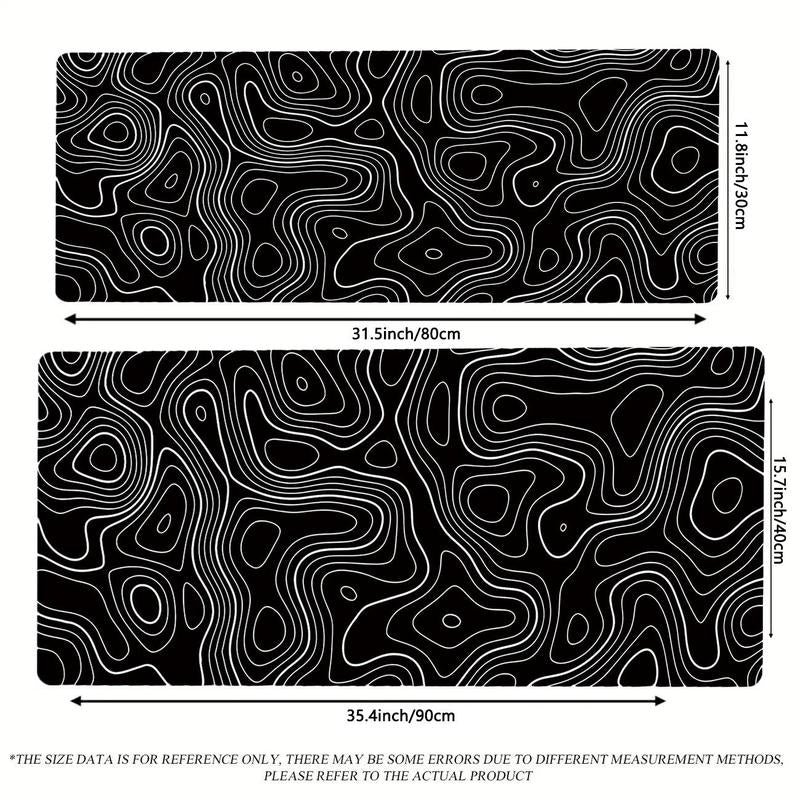 Line Pattern Cozy Gaming Mouse Pad, Large Size Mouse & Keyboard Mat with Stitched Edge, Non-Slip Desk Mat for Home Office