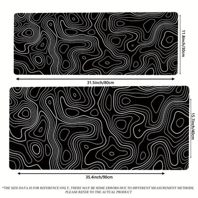 Line Pattern Cozy Gaming Mouse Pad, Large Size Mouse & Keyboard Mat with Stitched Edge, Non-Slip Desk Mat for Home Office