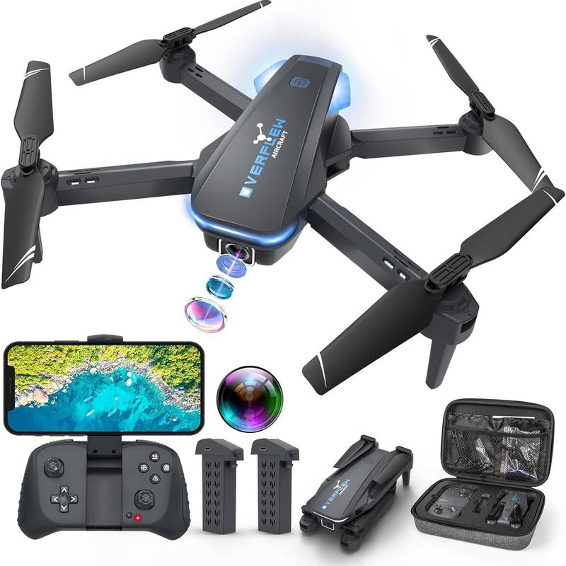 FPV Drone with 1080P Adjustable Camera – Wifi Real-Time Transmission, Remote & App Control, Trajectory Flight, 2 Batteries – Perfect for Kids, Adults & Beginners