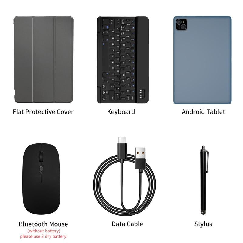 10.1 Inch Android Tablet, USB Charging Large Storage Entertainment Office Dual Channel Speaker with BT Keyboard & Mouse, Office Equipment