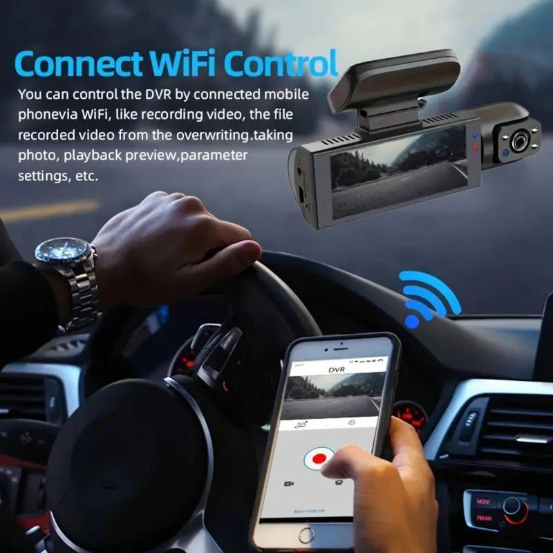 BCUOZ Full HD 1080P Dual Camera Dash Cam with IR Night Vision G-Sensor 3.16" IPS Screen Loop Recording Car Driving Recorder for Safety & Evidence