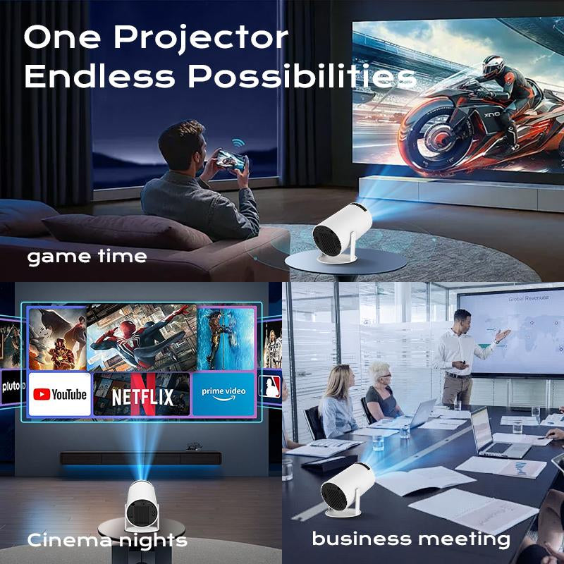 Outdoorfun Mini 4K Decoding Projector with 5G Wifi 6 & BT 5.0 720P Full HD 160 ANSI Lumens Portable Home Theater for Android Audio Bluetooth Game Bigger Watch Better