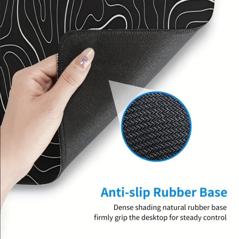 Line Pattern Cozy Gaming Mouse Pad, Large Size Mouse & Keyboard Mat with Stitched Edge, Non-Slip Desk Mat for Home Office