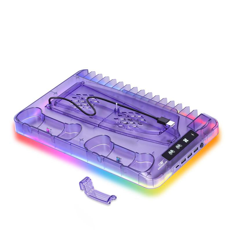 Charging Base Cooling Bracket Compatible with PS5 Console, Vertical Stand Cooling Fan, Multi-Functional Cooling & Charging Station