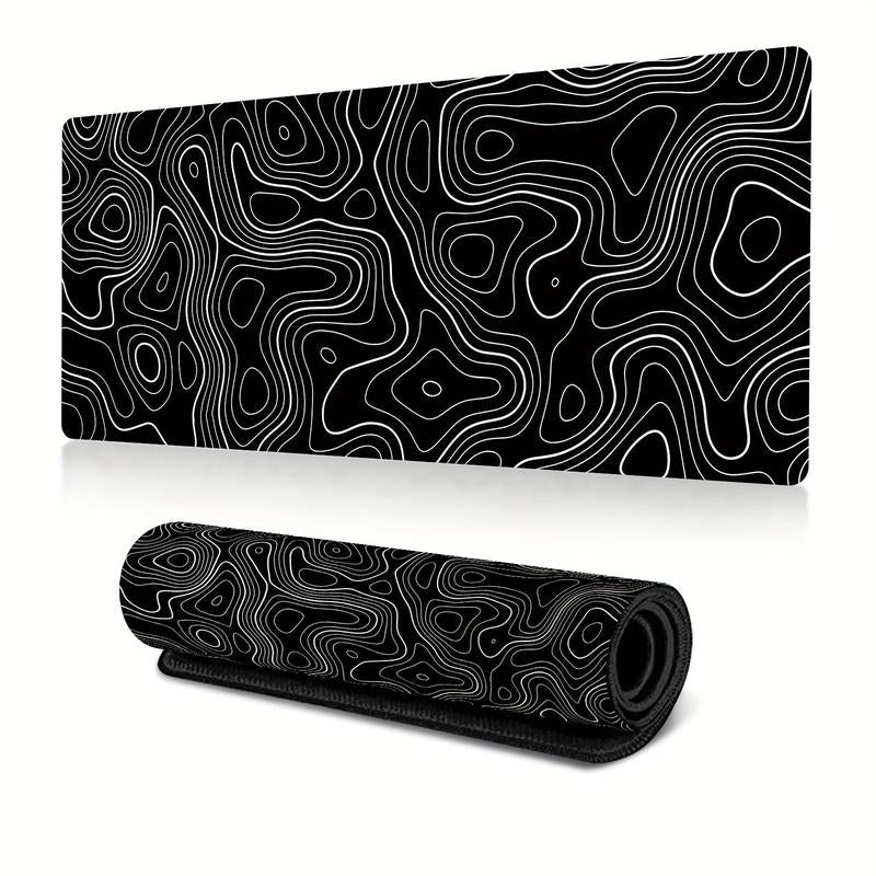 Line Pattern Cozy Gaming Mouse Pad, Large Size Mouse & Keyboard Mat with Stitched Edge, Non-Slip Desk Mat for Home Office