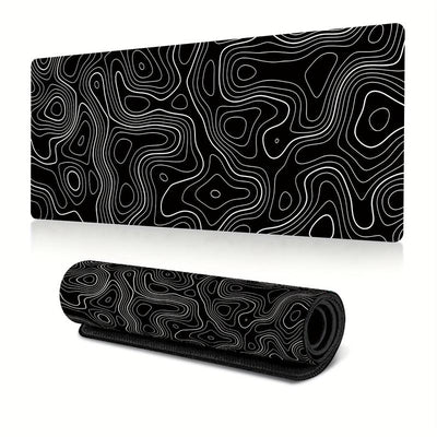 Line Pattern Cozy Gaming Mouse Pad, Large Size Mouse & Keyboard Mat with Stitched Edge, Non-Slip Desk Mat for Home Office