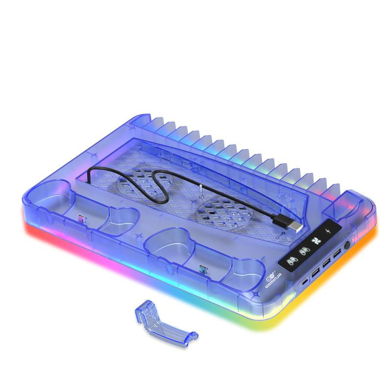 Charging Base Cooling Bracket Compatible with PS5 Console, Vertical Stand Cooling Fan, Multi-Functional Cooling & Charging Station