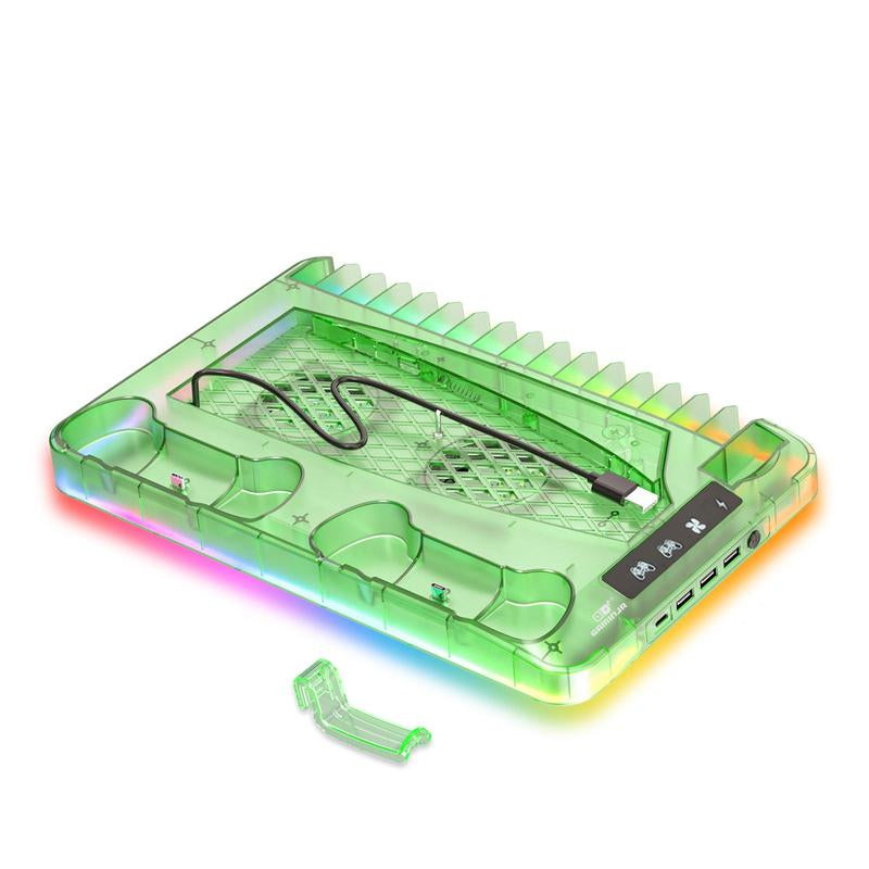 Charging Base Cooling Bracket Compatible with PS5 Console, Vertical Stand Cooling Fan, Multi-Functional Cooling & Charging Station