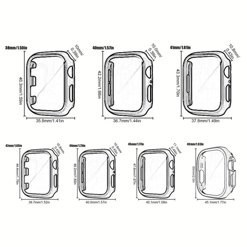 Men Women Pc+Tempered Glass Integrated Case, 12Pcs/Set Anti-Drop Casual Protective Cover, Smartwatch Case for Apple Watch 38/40/41/42/44/45/46/49Mm, Intelligent Watch Case Accessories for Iwatch Series Ultra/Se/10/9/8/7/6/5/4/3/2/1 (Without Watch)