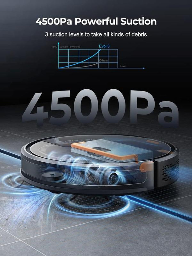 Laresar 3-In-1 Self-Charging Robot Vacuum Cleaner & Mop,4500Pa Strong Suction Carpet Auto-Boost Robotic Vacuum Cleaner, Self-Charging, Remote Control, Anti-Collision and Boundary Strips Smart Robot Vacuum Durable Powerful,Dealsforyoudays,Dealsforyoudays