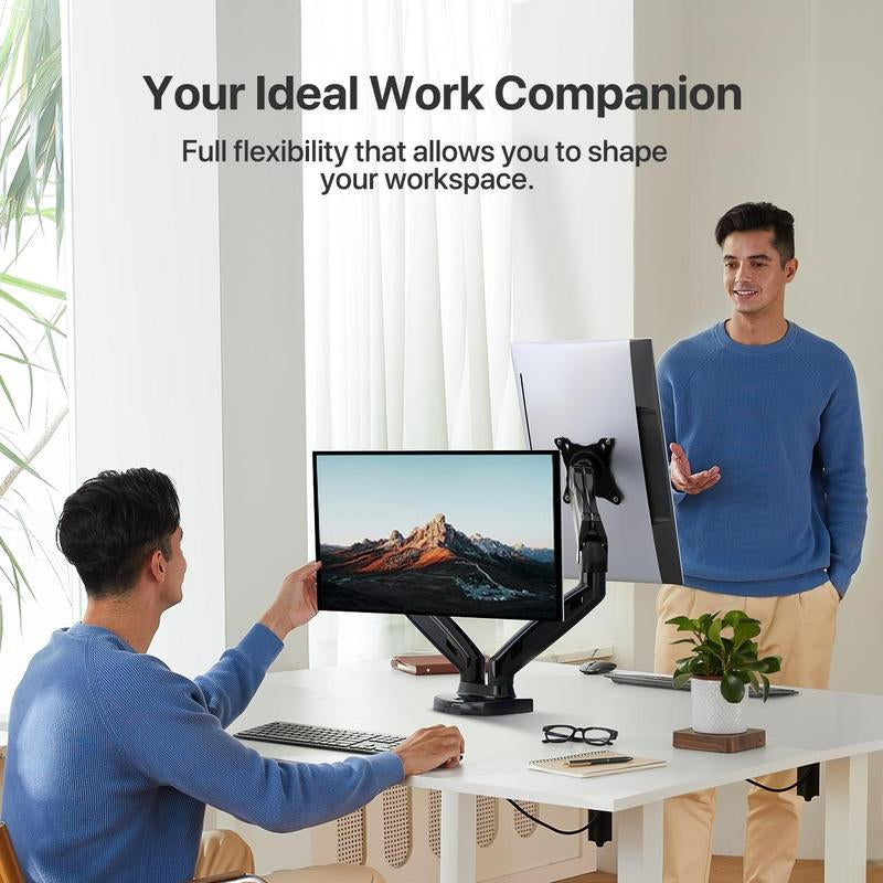 13"–30" Single/Dual/Triple Monitor Arm, Holds up to 19.8 Lbs per Arm, Adjustable Gas Spring Mount by HUANUO, with C-Clamp & Grommet Installation for Gaming and Home Office