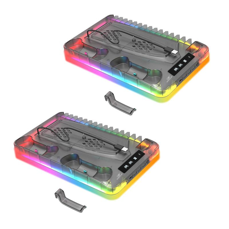 Charging Base Cooling Bracket Compatible with PS5 Console, Vertical Stand Cooling Fan, Multi-Functional Cooling & Charging Station