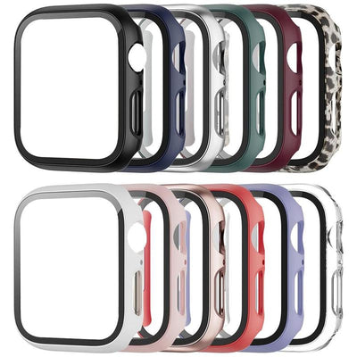 Men Women Pc+Tempered Glass Integrated Case, 12Pcs/Set Anti-Drop Casual Protective Cover, Smartwatch Case for Apple Watch 38/40/41/42/44/45/46/49Mm, Intelligent Watch Case Accessories for Iwatch Series Ultra/Se/10/9/8/7/6/5/4/3/2/1 (Without Watch)