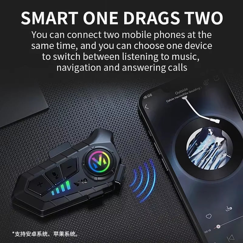 Y10 Motorcycle Helmet Bluetooth Headset 1000Mah Super Long Standby Wireless Hands-Free Waterproof Motorbike Earphone