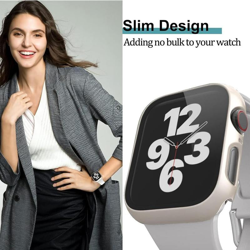 Men Women Pc+Tempered Glass Integrated Case, 12Pcs/Set Anti-Drop Casual Protective Cover, Smartwatch Case for Apple Watch 38/40/41/42/44/45/46/49Mm, Intelligent Watch Case Accessories for Iwatch Series Ultra/Se/10/9/8/7/6/5/4/3/2/1 (Without Watch)