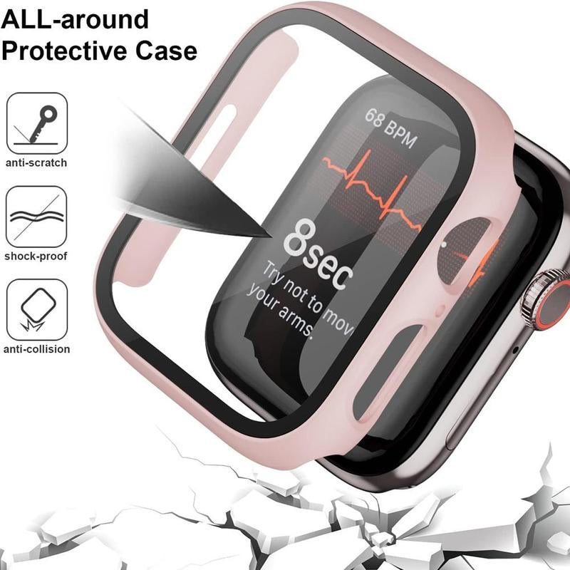 Men Women Pc+Tempered Glass Integrated Case, 12Pcs/Set Anti-Drop Casual Protective Cover, Smartwatch Case for Apple Watch 38/40/41/42/44/45/46/49Mm, Intelligent Watch Case Accessories for Iwatch Series Ultra/Se/10/9/8/7/6/5/4/3/2/1 (Without Watch)