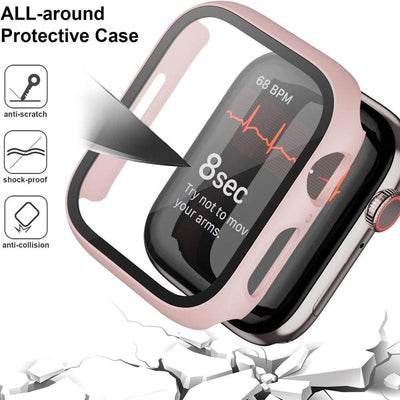 Men Women Pc+Tempered Glass Integrated Case, 12Pcs/Set Anti-Drop Casual Protective Cover, Smartwatch Case for Apple Watch 38/40/41/42/44/45/46/49Mm, Intelligent Watch Case Accessories for Iwatch Series Ultra/Se/10/9/8/7/6/5/4/3/2/1 (Without Watch)