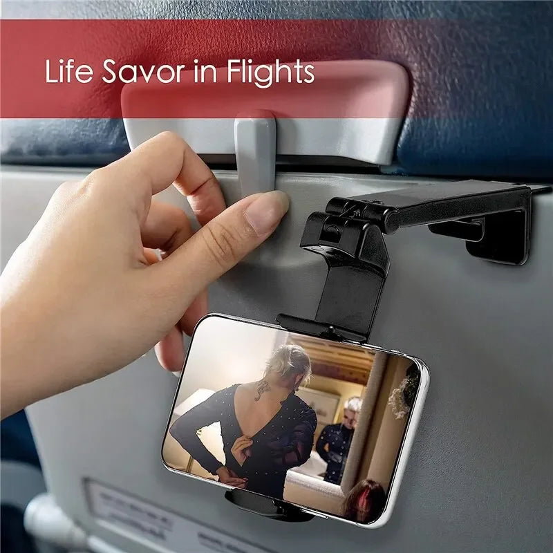 Airplane Mobile Phone Holder Travel Portable Phone Mount Flight Seat Desk Selfie Holding 360° Rotating Collapsable Lazy Stands