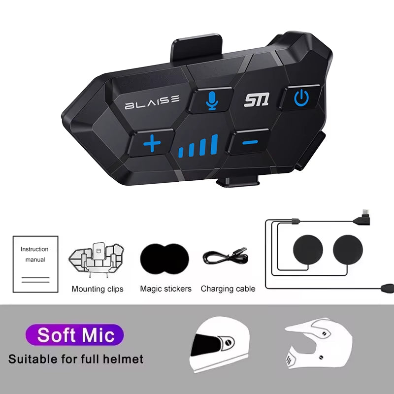Y10 Motorcycle Helmet Bluetooth Headset 1000Mah Super Long Standby Wireless Hands-Free Waterproof Motorbike Earphone