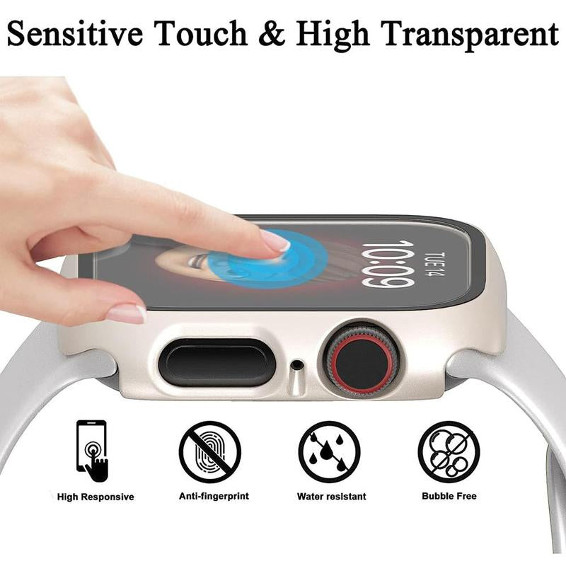 Men Women Pc+Tempered Glass Integrated Case, 12Pcs/Set Anti-Drop Casual Protective Cover, Smartwatch Case for Apple Watch 38/40/41/42/44/45/46/49Mm, Intelligent Watch Case Accessories for Iwatch Series Ultra/Se/10/9/8/7/6/5/4/3/2/1 (Without Watch)