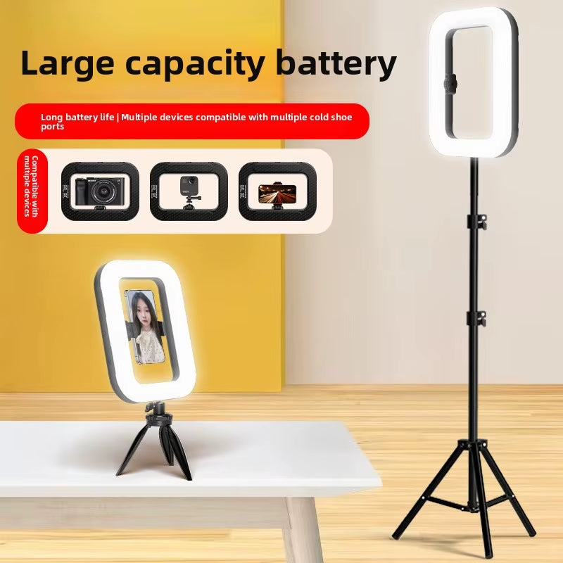 New Handheld Ring LED Rechargeable Fill Light Portable Mobile Phone Live Broadcast Photography Desktop Selfie Light